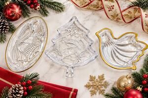 Vintage Home Beautiful Christmas Crystal Candy Dish Set of 3 Japan